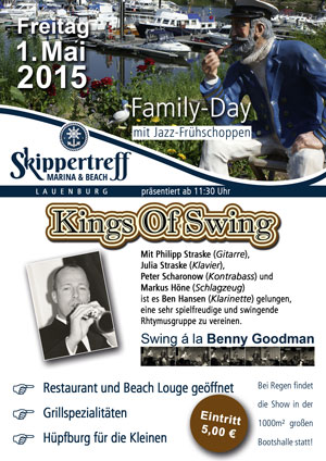 Plakat für den Skippertreff für einen Familientag mit dem King of Swing