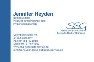 Visitenkarte SSG Gebäuderservice GmbH Basedow