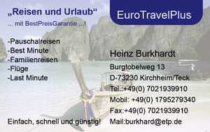 Visitenkarte EuroTravelPlus Kirchheim/Teck